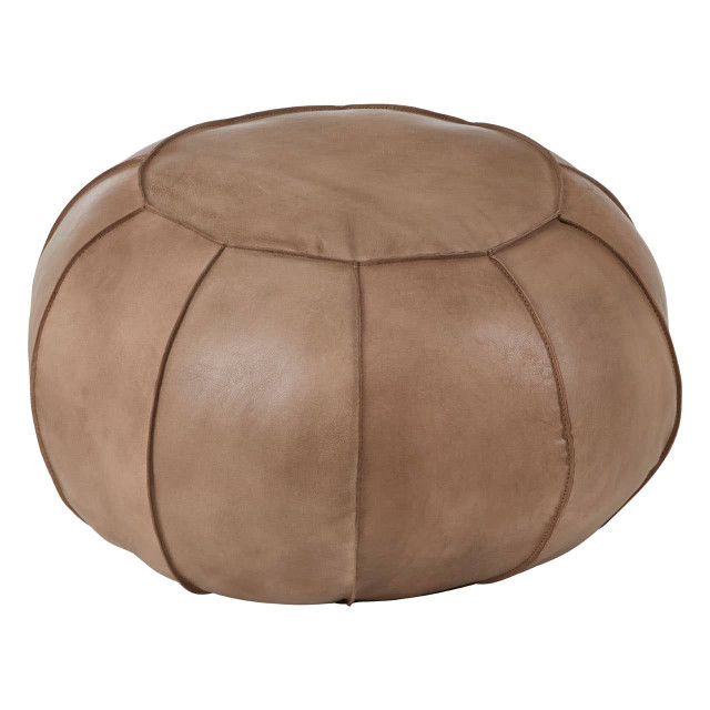 Premier Housewares Buffalo Grey Leather Pouffe