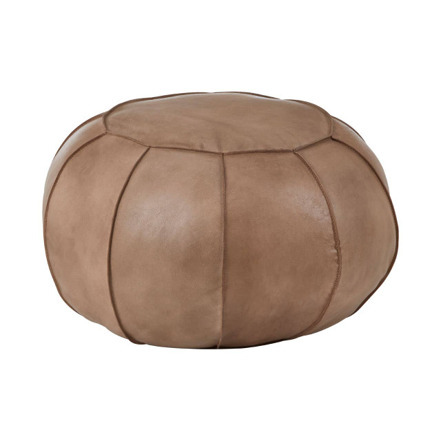 premier housewares Buffalo Grey Leather Pouffe