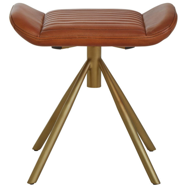 Premier Housewares Buffalo Tan Leather Footstool