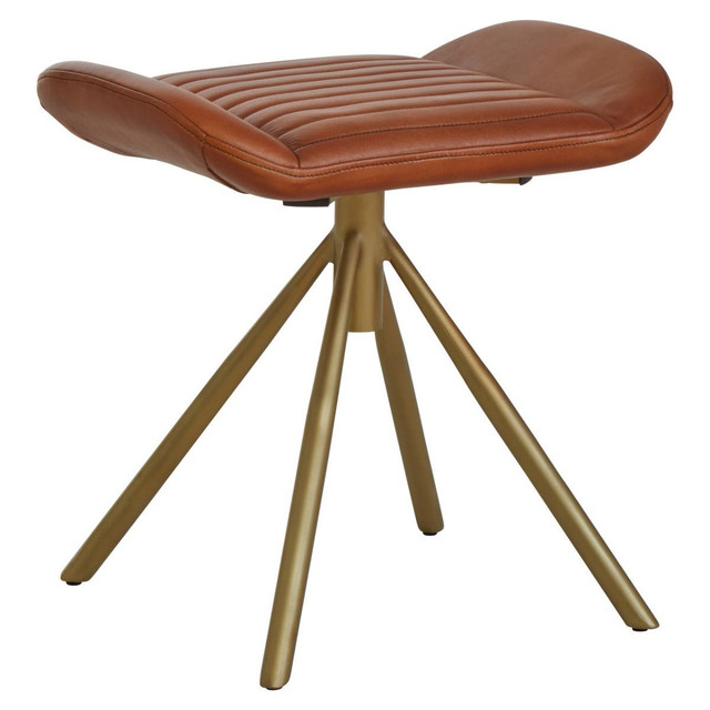 Premier Housewares Buffalo Tan Leather Footstool