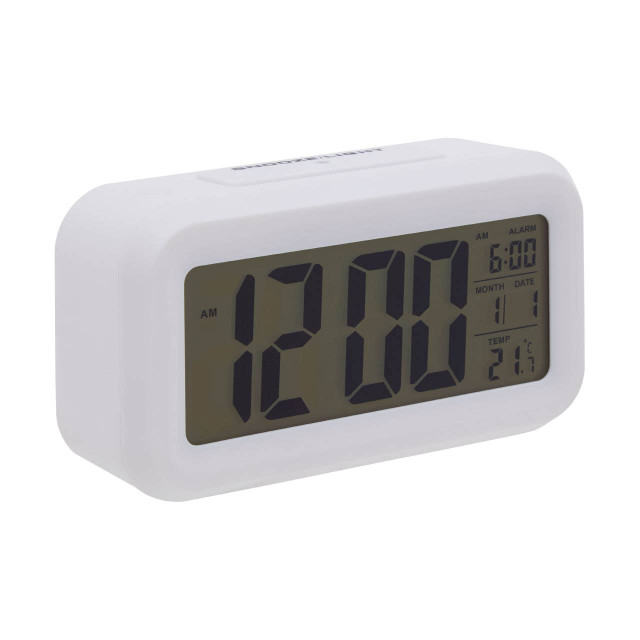 Premier Housewares Camran White LCD Digital Clock
