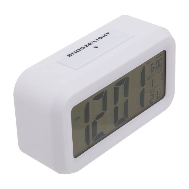 Premier Housewares Camran White LCD Digital Clock