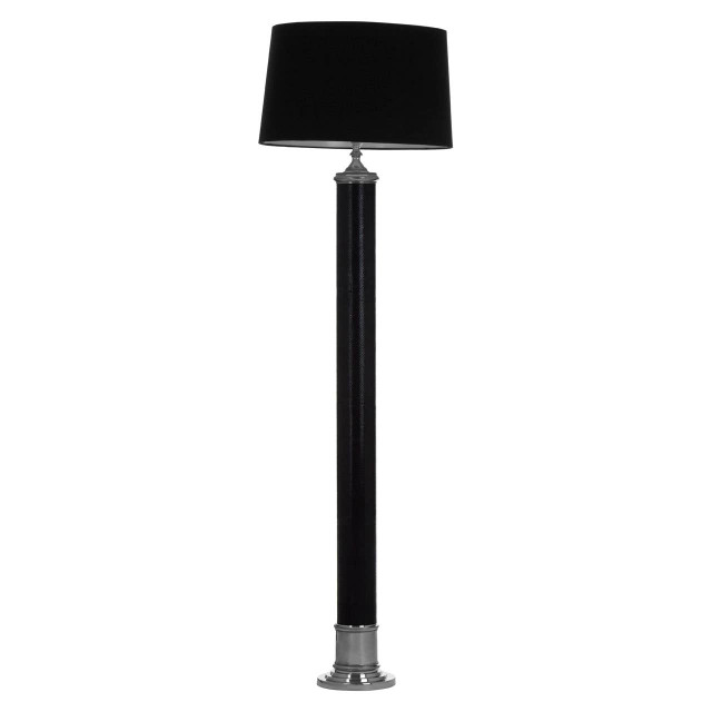 Premier Housewares Canon Black Leather Floor Lamp