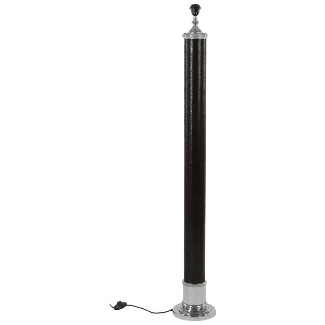 premier housewares Canon Black Leather Floor Lamp