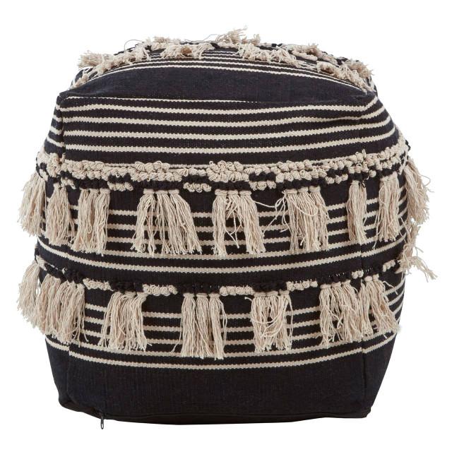 Premier Housewares Cefena Black Pouffe