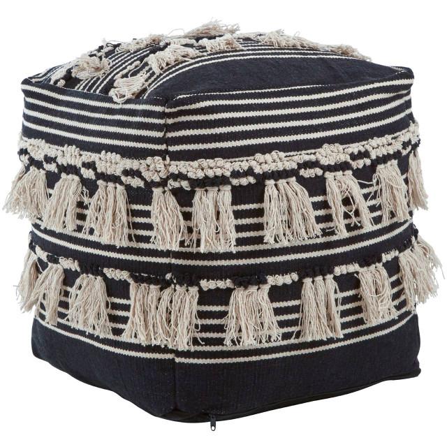 premier housewares Cefena Black Pouffe