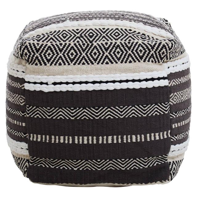 Premier Housewares Cefena Grey And White Pouffe