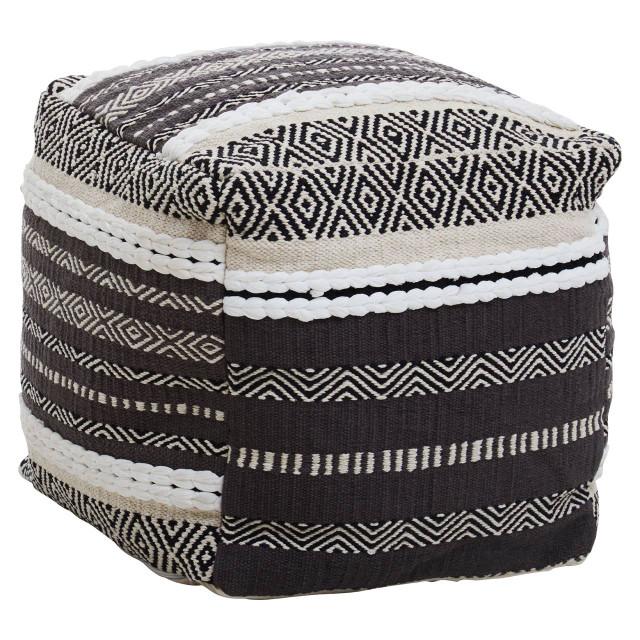 Premier Housewares Cefena Grey And White Pouffe