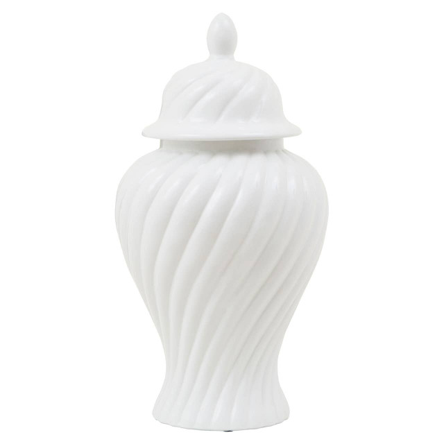 Premier Housewares Damson Large Ceramic White Jar