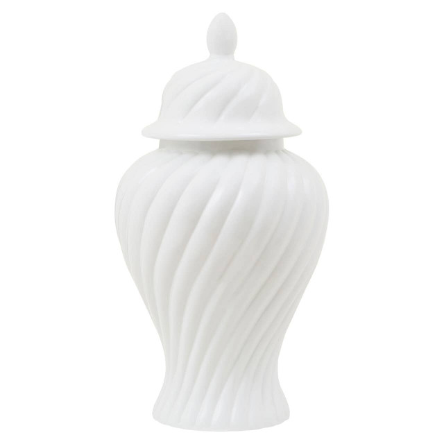Premier Housewares Damson Small Ceramic White Jar