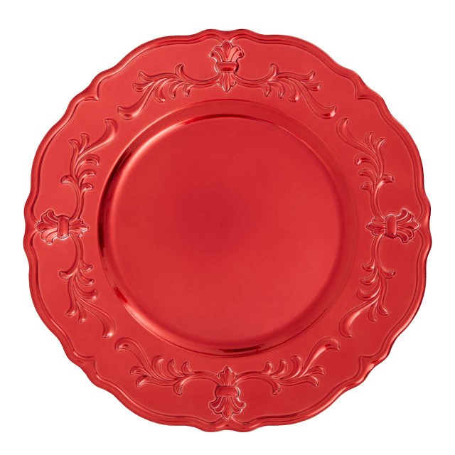 Premier Housewares Dia Red Baroque Charger Plate