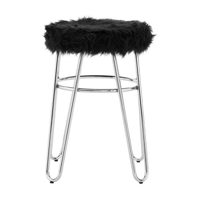 premier housewares District Black Faux Fur Stool