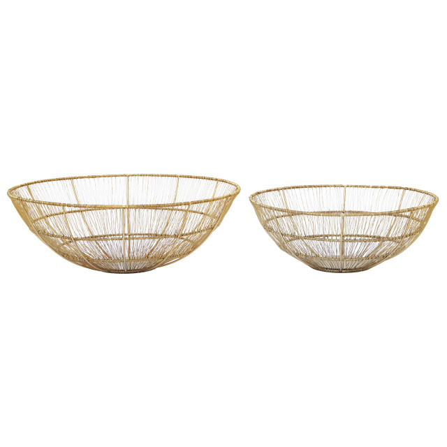 Premier Housewares Enzo Set Of Two Gold Wire Bowls