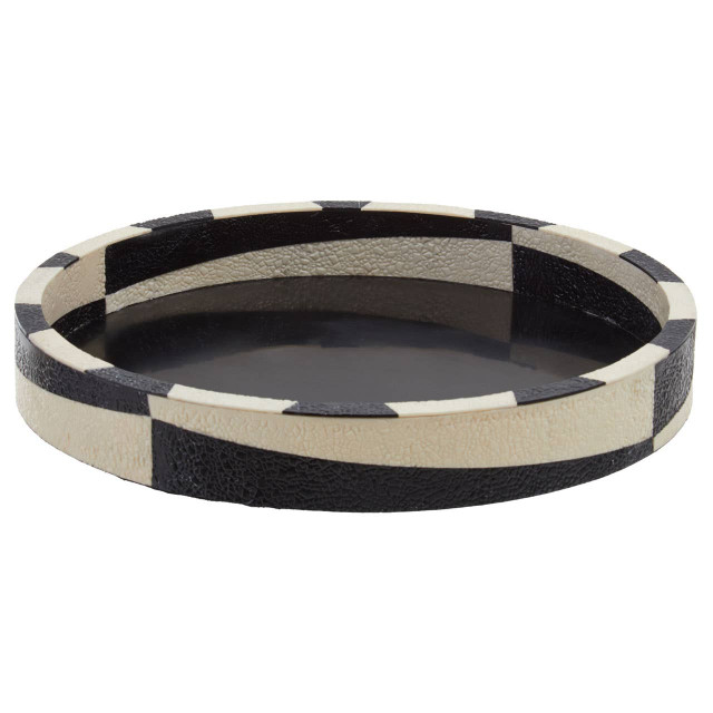 premier housewares Ezra Black And White Round Tray