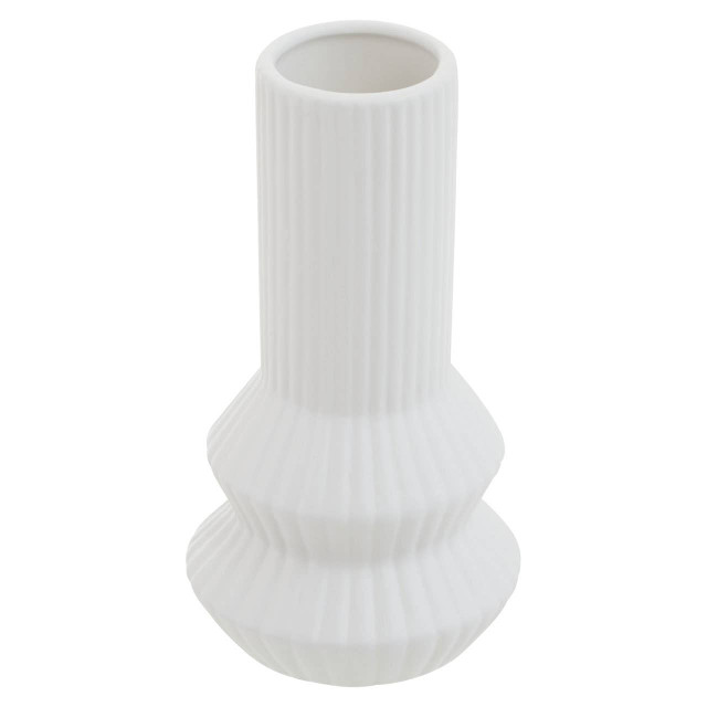 Premier Housewares Fabia White Ribbed Vase