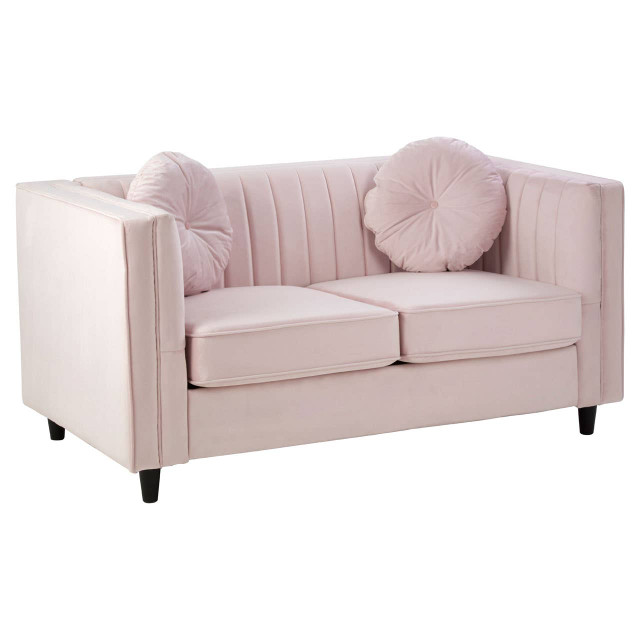 Premier Housewares Farah 2 Seat Pink Velvet Sofa
