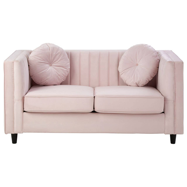 premier housewares Farah 2 Seat Pink Velvet Sofa