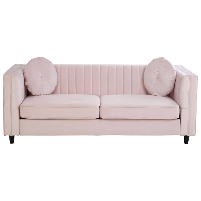 premier housewares Farah 3 Seat Pink Velvet Sofa