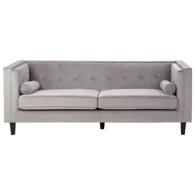 Premier Housewares Felisa 3 Seat Grey Velvet Sofa