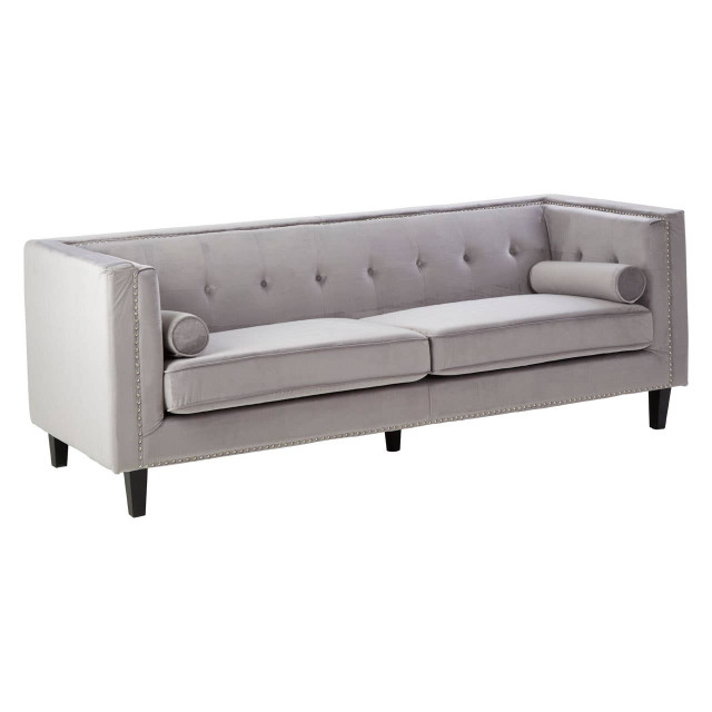 Premier Housewares Felisa 3 Seat Grey Velvet Sofa