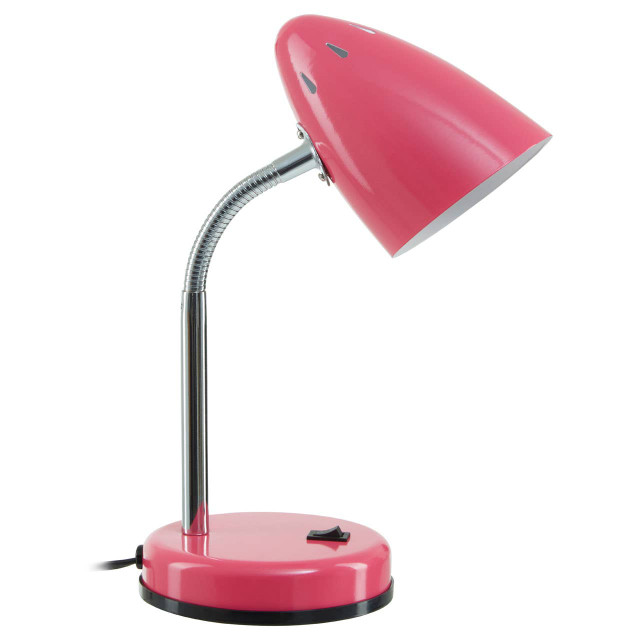 Premier Housewares Flexi Pink Gloss Desk Lamp