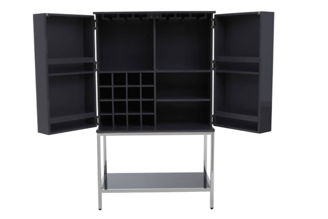 Premier Housewares Genoa Grey Gloss Finish Cabinet