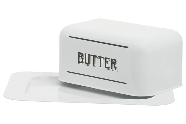 Premier Housewares Grocer White Metal Butter Dish