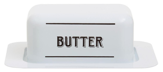 premier housewares Grocer White Metal Butter Dish