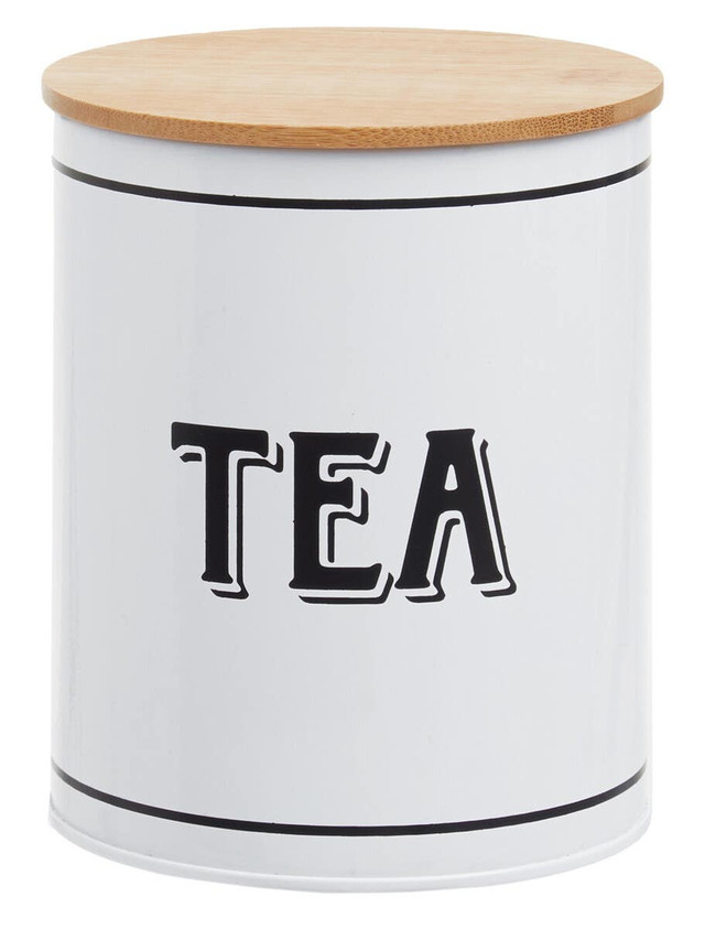 Premier Housewares Grocer White Metal Tea Canister