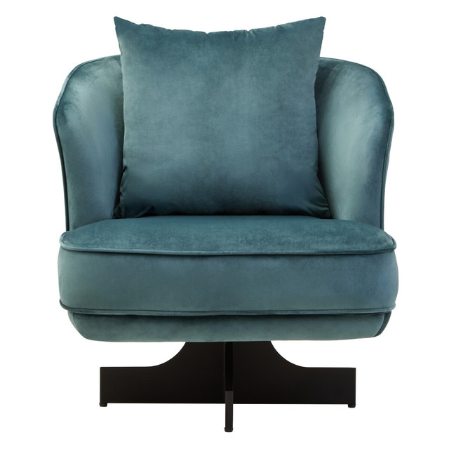 Premier Housewares Hale Azure Velvet Swivel Chair