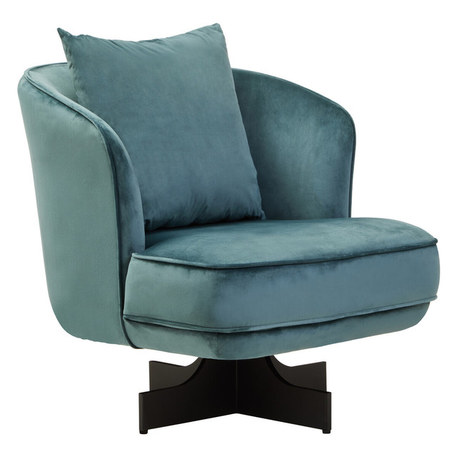 premier housewares Hale Azure Velvet Swivel Chair