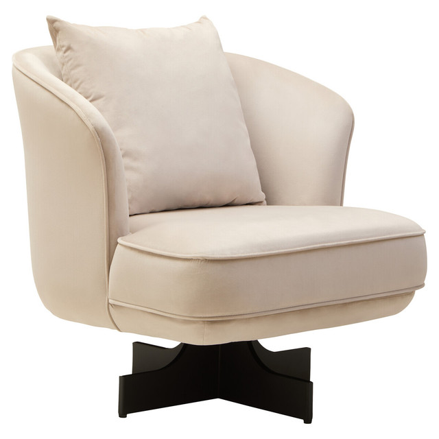 Premier Housewares Hale Cream Velvet Swivel Chair