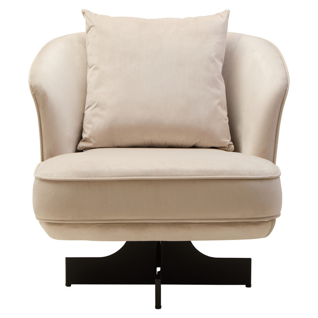 Premier Housewares Hale Cream Velvet Swivel Chair