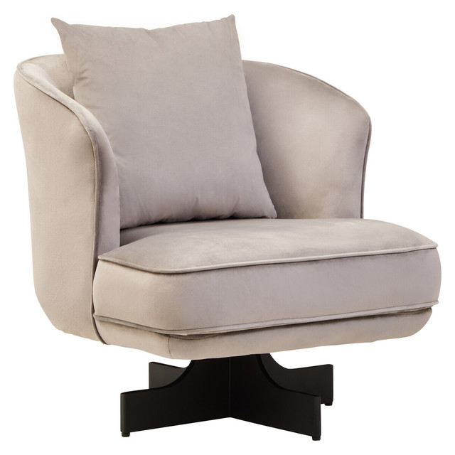 Premier Housewares Hale Grey Velvet Swivel Chair