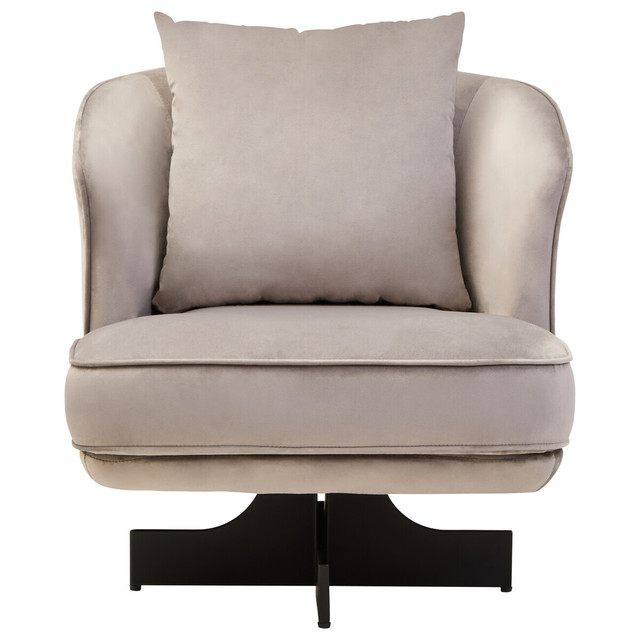 Premier Housewares Hale Grey Velvet Swivel Chair
