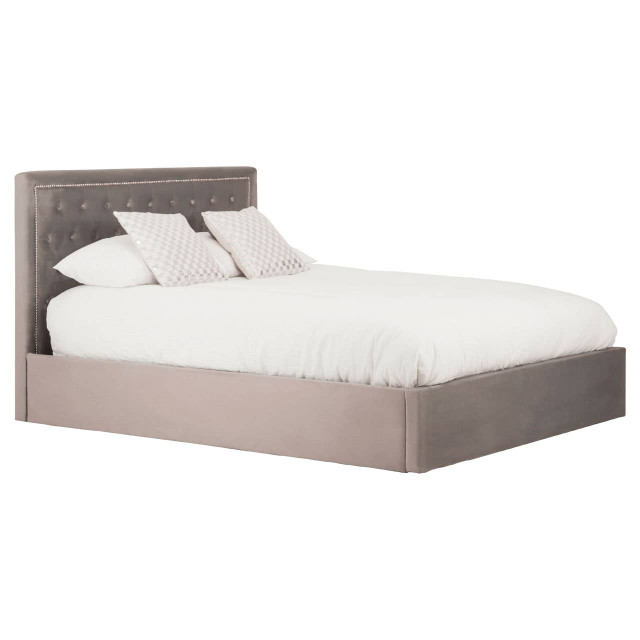 Premier Housewares Hannah Grey Ottoman King Bed