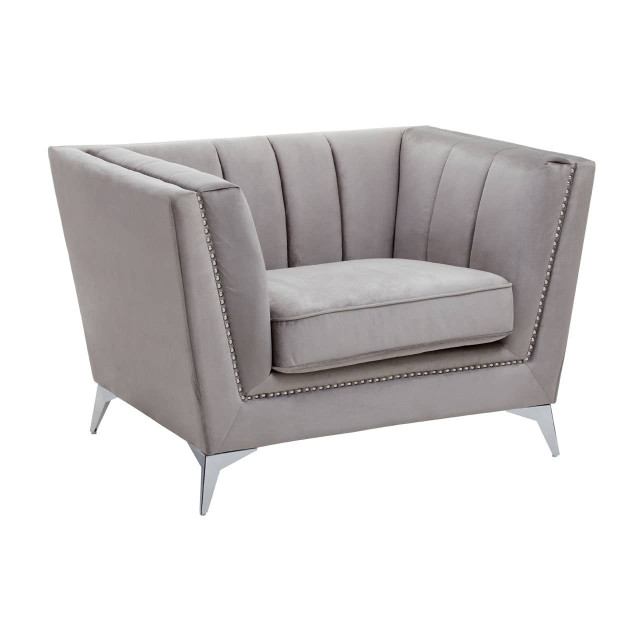Premier Housewares Hansa Grey Velvet Chair