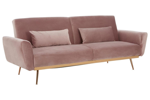 Premier Housewares Hatton Pink Velvet Sofa Bed