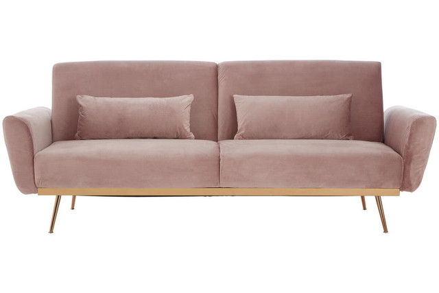 Premier Housewares Hatton Pink Velvet Sofa Bed