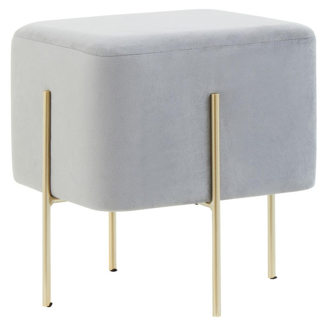 Premier Housewares Hayes Square Grey Velvet Stool