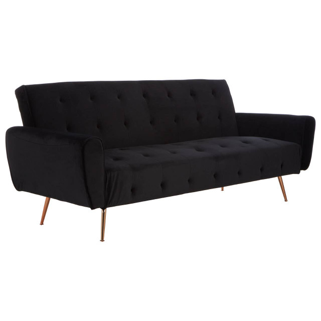 Premier Housewares Hayton Black Velvet Sofa Bed