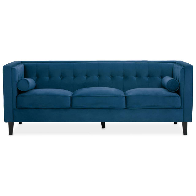 Premier Housewares Helia 3 Seat Blue Velvet Sofa