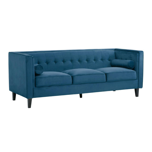 Premier Housewares Helia 3 Seat Blue Velvet Sofa