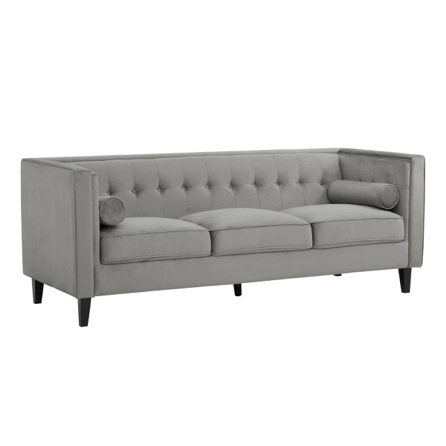 Premier Housewares Helia 3 Seat Grey Velvet Sofa