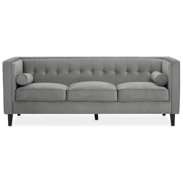 premier housewares Helia 3 Seat Grey Velvet Sofa
