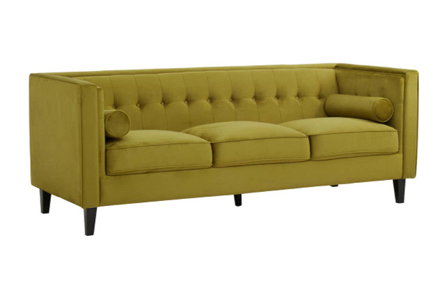Premier Housewares Helia 3 Seat Olive Velvet Sofa