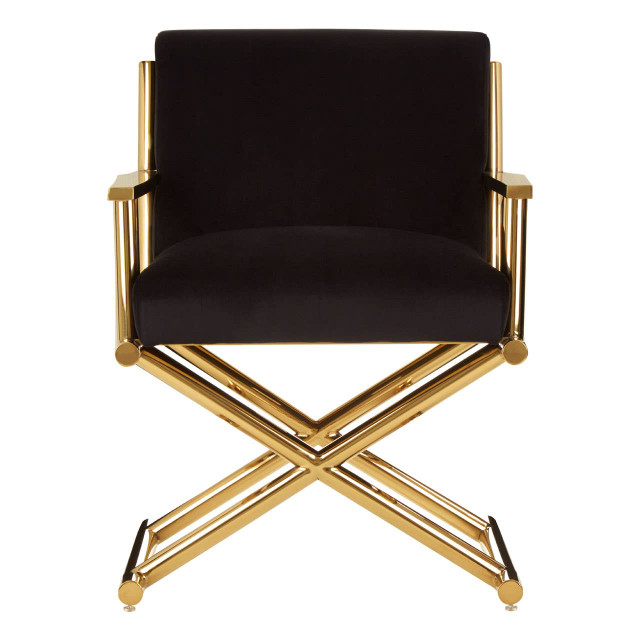Premier Housewares Hendricks Black Velvet Chair