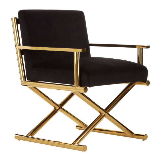 Premier Housewares Hendricks Black Velvet Chair