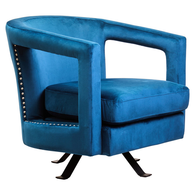 Premier Housewares Hestia Blue Velvet Swivel Chair