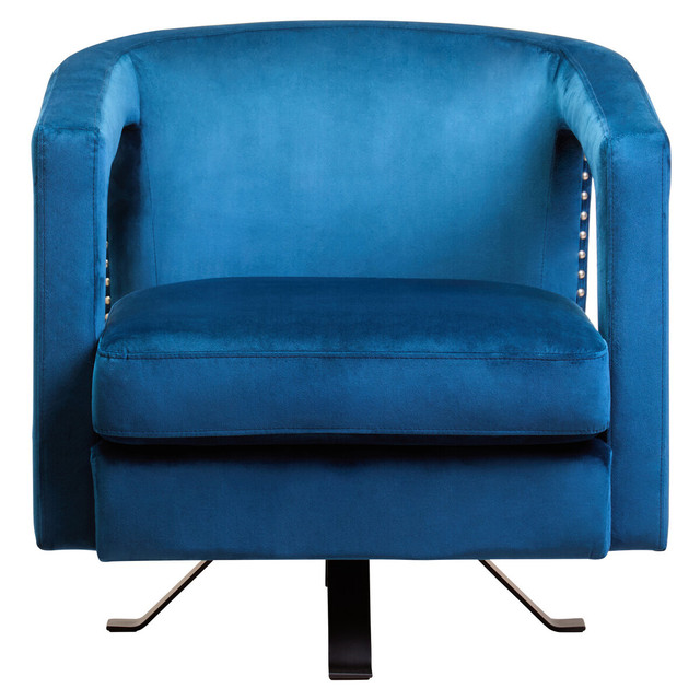 Premier Housewares Hestia Blue Velvet Swivel Chair